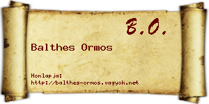 Balthes Ormos névjegykártya